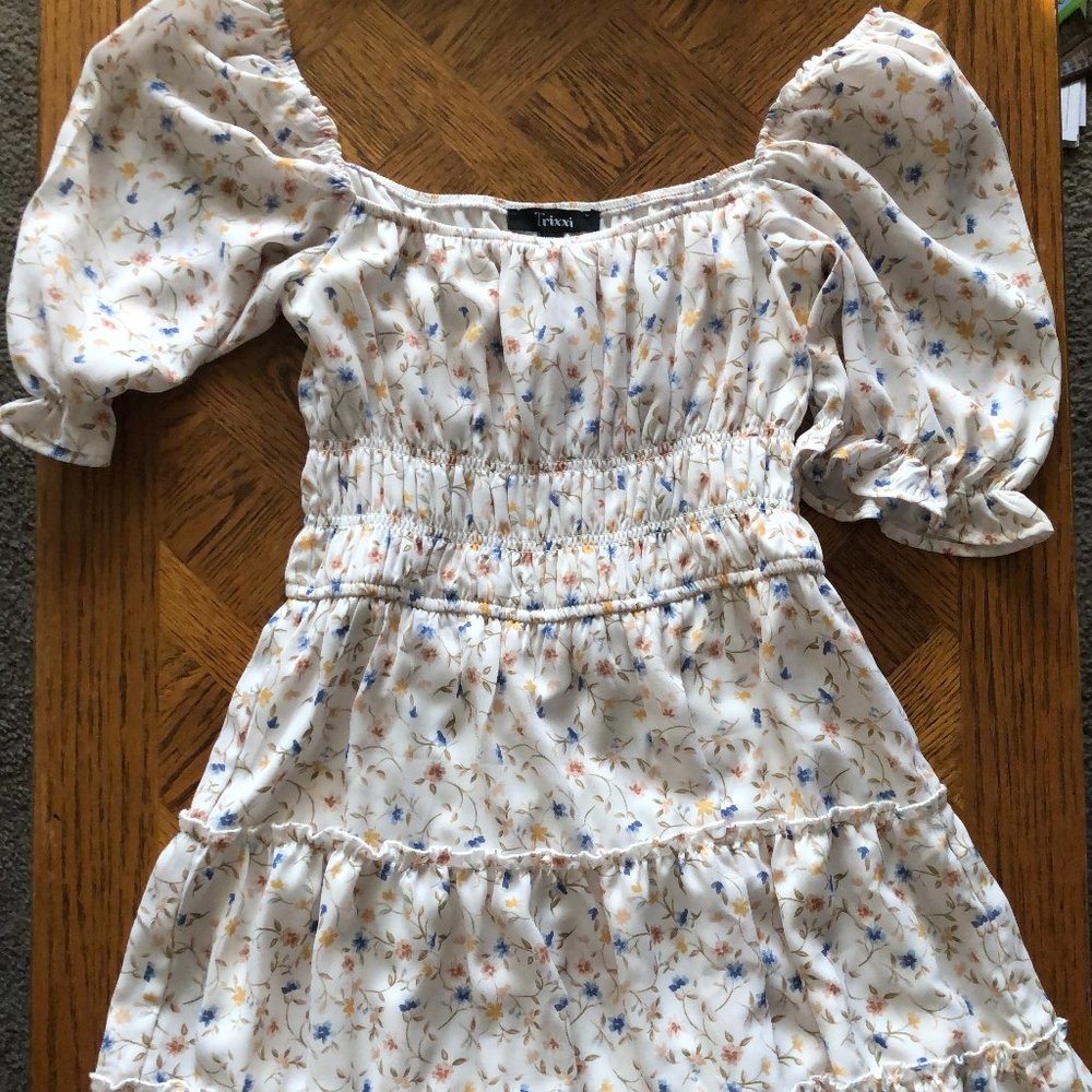 White Tiered Floral Dress
